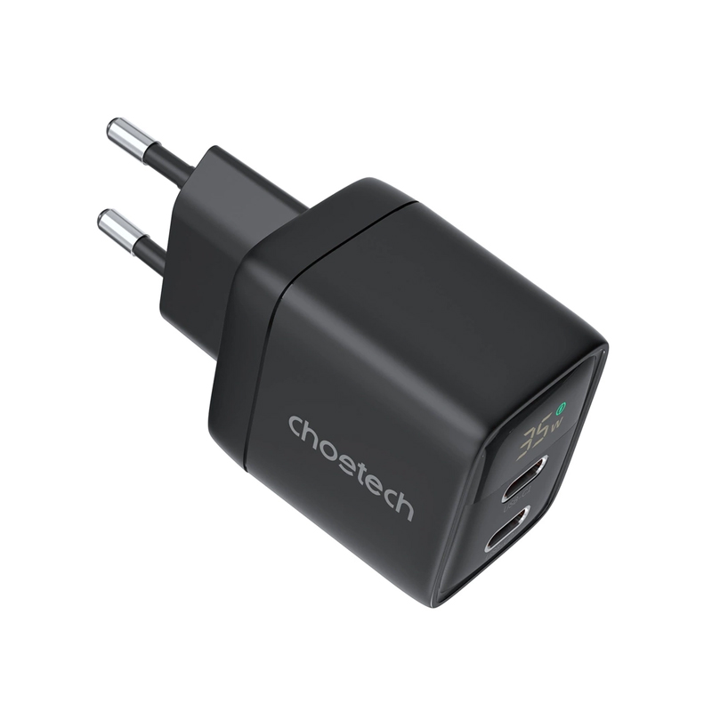 Choetech PD35W GAN Dual type-C Display wall charger US black